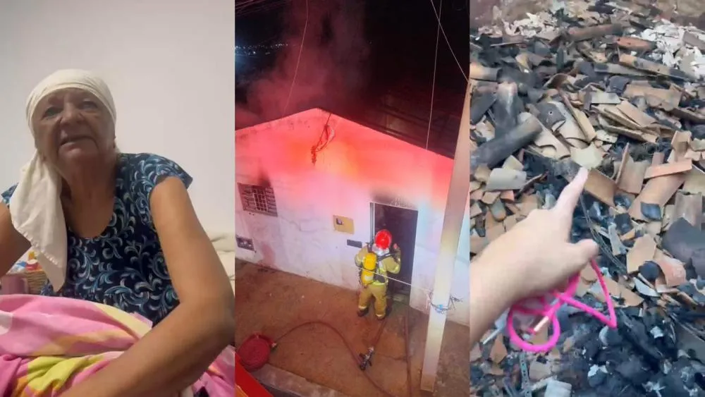 “Graças a Deus ela não estava”: Idosa escapa de incêndio criminoso e precisa de ajuda para recomeçar