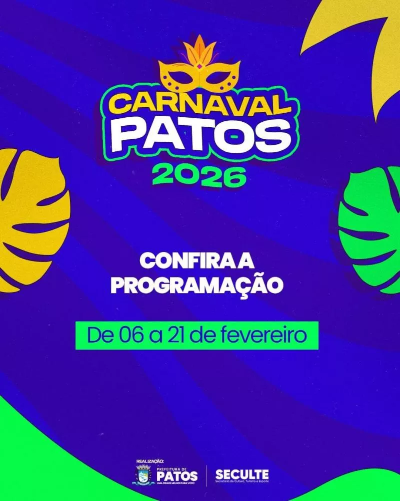 Prefeitura de Patos e Liga dos Blocos anunciam programação do Carnaval de Patos 2026. Confira!