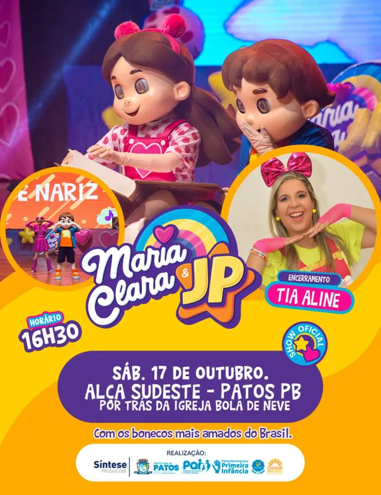 Festa das Crianças 2026 terá show oficial de Maria Clara e JP pela primeira vez em Patos