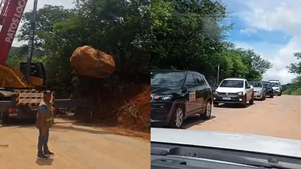 Remoção de pedras deixa tráfego lento na Serra do Teixeira nesta terça (03)