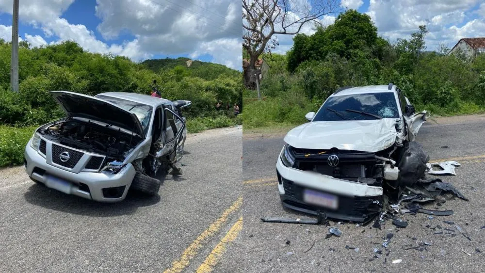 Colisão entre carro e caminhonete deixa mulher ferida na Serra do Teixeira
