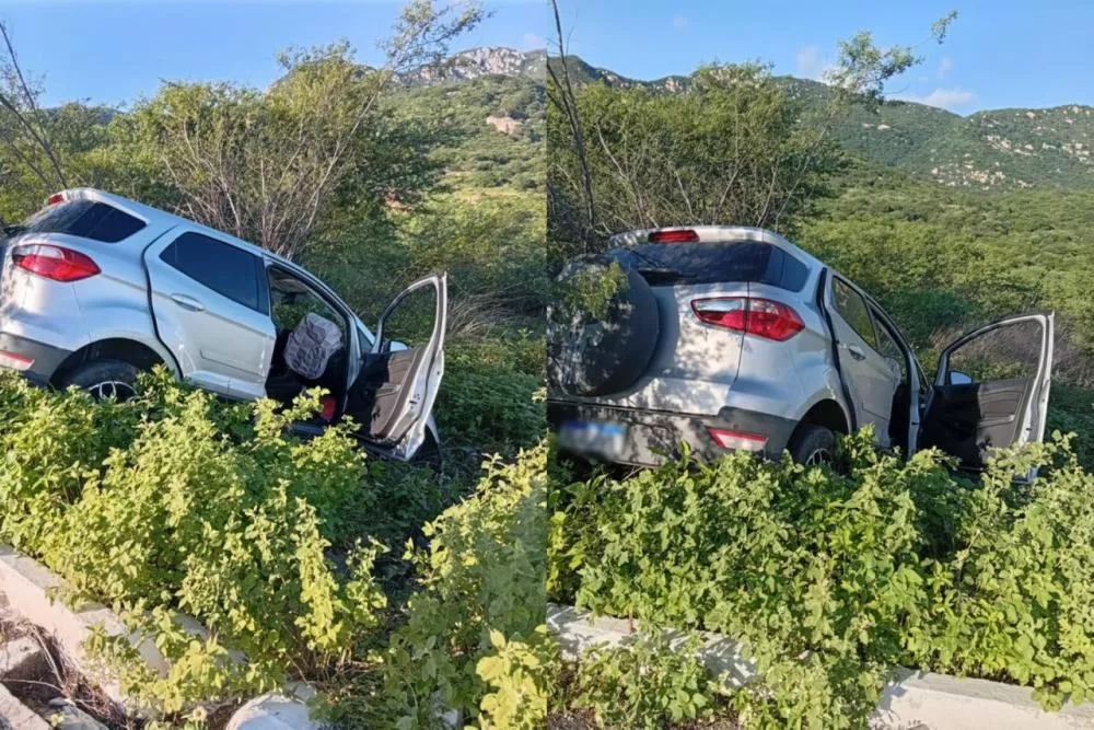 Mulher fica ferida após perder o controle do carro e colidir contra uma árvore ao tentar desviar de buraco na zona rural de São José do Bonfim