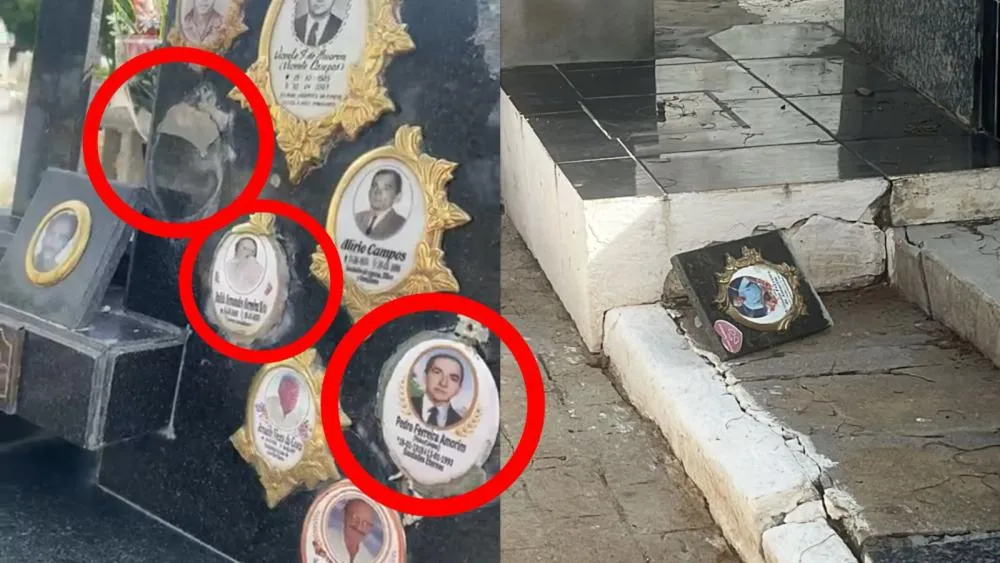Criminosos furtam peças de bronze e danificam túmulos em cemitério de Patos